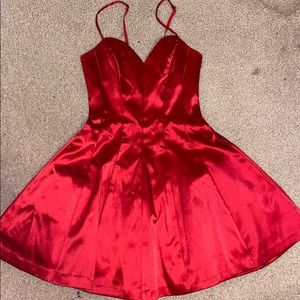 Red silk dress WITH pockets.